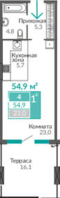 Квартира 54,9 м², 1-комнатные - изображение 1