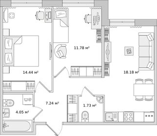 57,5 м², 2-комнатная квартира 8 300 000 ₽ - изображение 56