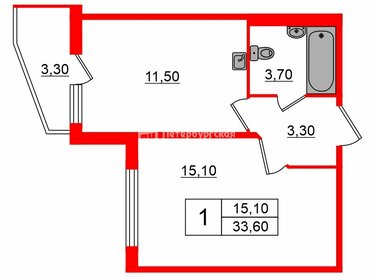 Квартира 33,6 м², 1-комнатная - изображение 1