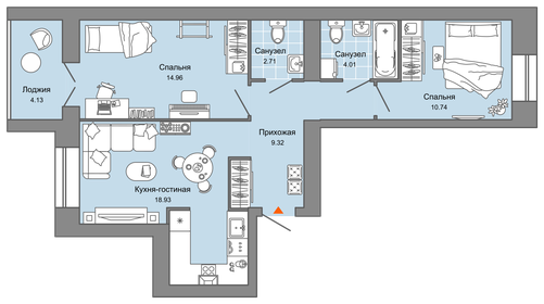 68,6 м², 3-комнатная квартира 5 700 000 ₽ - изображение 64