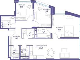 120 м², 3-комнатная квартира 47 000 000 ₽ - изображение 83