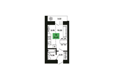 Квартира 24,6 м², 1-комнатная - изображение 1