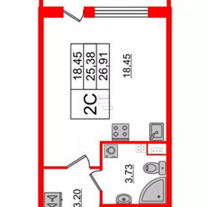 Квартира 25,4 м², студия - изображение 2