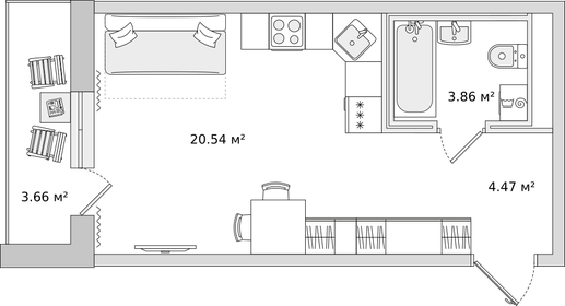 Квартира 28,6 м², студия - изображение 1