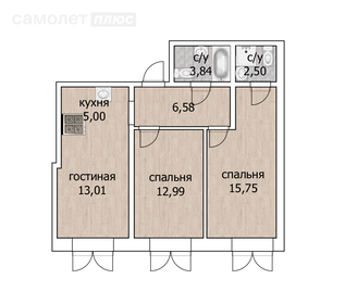 Квартира 59,6 м², 3-комнатная - изображение 1