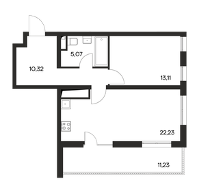 Квартира 62 м², 1-комнатная - изображение 1