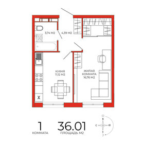 Квартира 36 м², 1-комнатная - изображение 1