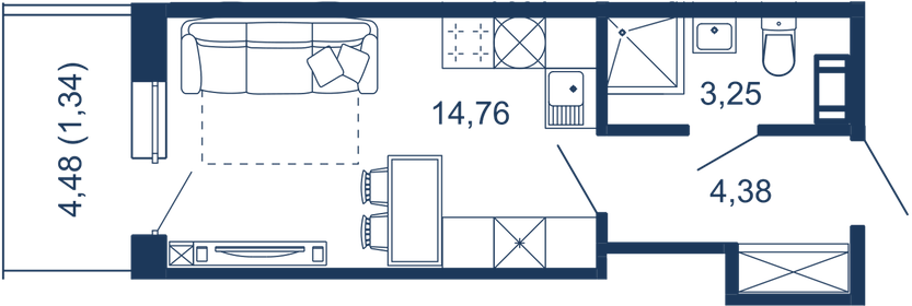 23 м², апартаменты-студия 7 399 000 ₽ - изображение 1