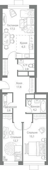 79,2 м², 3-комнатная квартира 22 792 770 ₽ - изображение 1