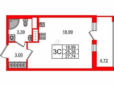 Квартира 25,4 м², студия - изображение 1