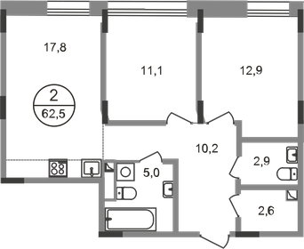 61,5 м², 2-комнатная квартира 16 733 543 ₽ - изображение 102