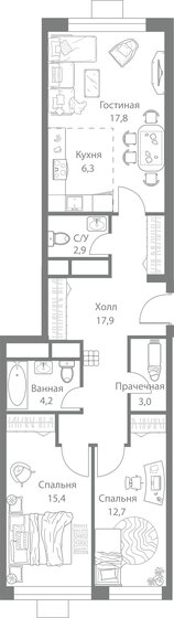 80,2 м², 3-комнатная квартира 22 481 104 ₽ - изображение 1