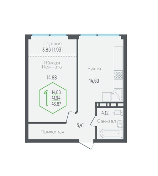 42 м², 1-комнатная квартира 11 277 514 ₽ - изображение 38