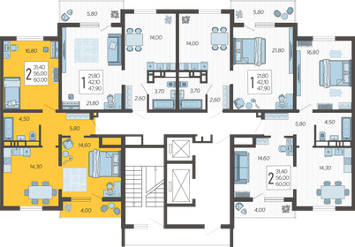 60 м², 2-комнатная квартира 17 328 000 ₽ - изображение 12