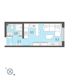 19,3 м², квартира-студия 2 666 179 ₽ - изображение 4
