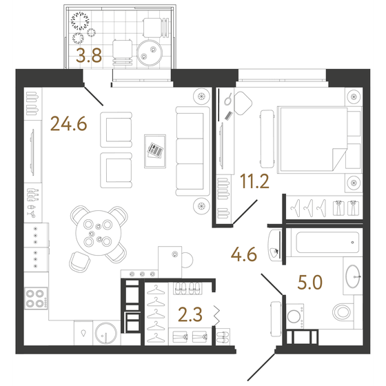 47,7 м², 1-комнатная квартира 17 682 094 ₽ - изображение 1