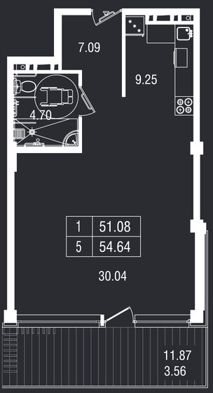 54,6 м², 1-комнатные апартаменты 16 999 328 ₽ - изображение 1