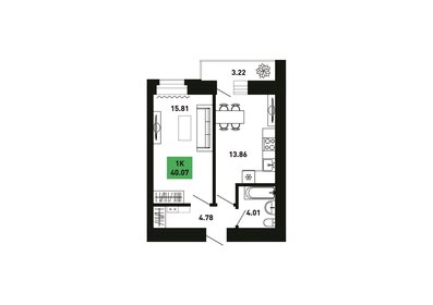 Квартира 40,1 м², 1-комнатная - изображение 1