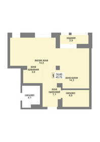 55 м², 1-комнатная квартира 12 900 000 ₽ - изображение 14