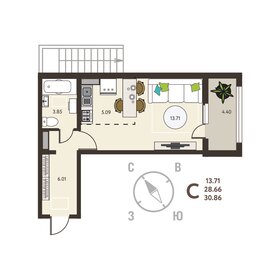 Квартира 30,9 м², студия - изображение 1