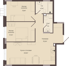 57 м², 2-комнатная квартира 5 800 000 ₽ - изображение 70