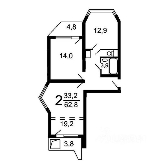 60 м², 2-комнатная квартира 55 000 ₽ в месяц - изображение 1