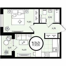 35,4 м², 1-комнатная квартира 4 761 100 ₽ - изображение 49