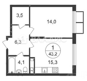 Квартира 43,2 м², 1-комнатная - изображение 1