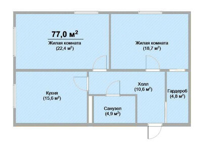 Квартира 77 м², 2-комнатная - изображение 1