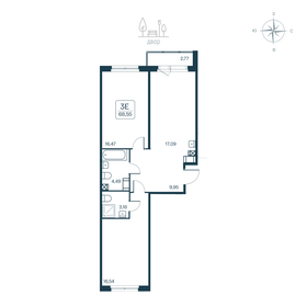 Квартира 68,6 м², 3-комнатная - изображение 1