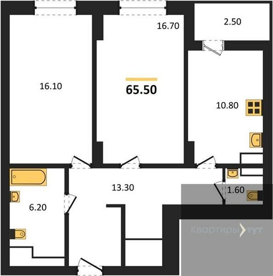 65,5 м², 2-комнатная квартира 7 532 500 ₽ - изображение 1