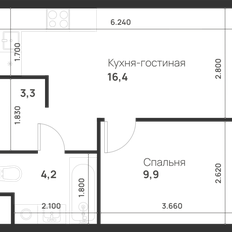Квартира 33,8 м², 1-комнатная - изображение 2