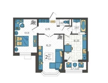 52 м², 2-комнатная квартира 9 200 000 ₽ - изображение 66