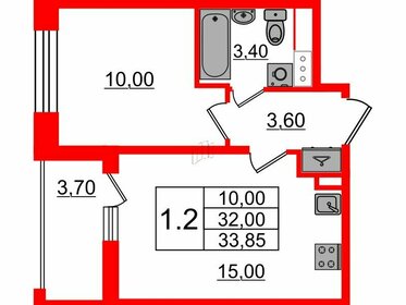 Квартира 32 м², 1-комнатная - изображение 1