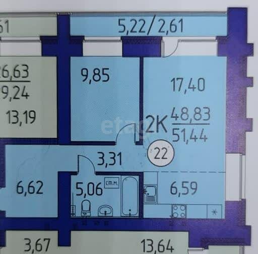 51,4 м², 1-комнатная квартира 6 330 000 ₽ - изображение 51