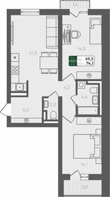 Квартира 74,1 м², 2-комнатная - изображение 1