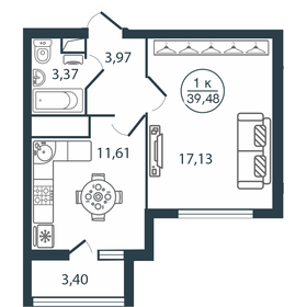 43,1 м², 1-комнатная квартира 4 250 000 ₽ - изображение 129
