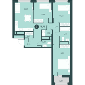 Квартира 78,8 м², 3-комнатная - изображение 1