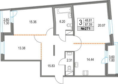 88 м², 3-комнатная квартира 18 740 000 ₽ - изображение 133