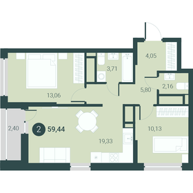 59,4 м², 2-комнатная квартира 7 510 000 ₽ - изображение 4