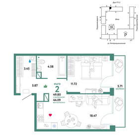 55 м², 2-комнатная квартира 5 800 000 ₽ - изображение 38