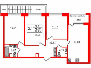 Квартира 75,1 м², 3-комнатная - изображение 1