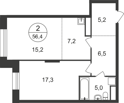 56,4 м², 2-комнатная квартира 11 870 140 ₽ - изображение 51