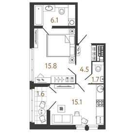 43,5 м², 1-комнатная квартира 19 653 756 ₽ - изображение 19