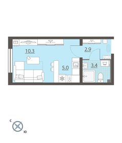 Квартира 21,6 м², студия - изображение 1