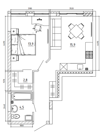 45,2 м², 2-комнатная квартира 6 282 800 ₽ - изображение 1