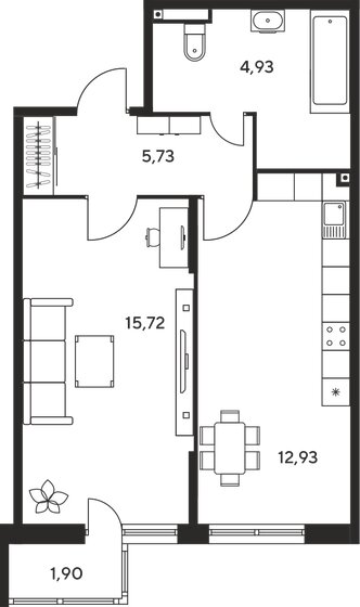 42,7 м², 1-комнатная квартира 5 050 000 ₽ - изображение 1