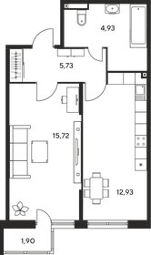 Квартира 42,7 м², 1-комнатная - изображение 1