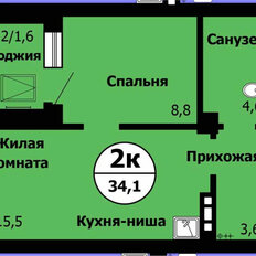 Квартира 34,2 м², 2-комнатная - изображение 3