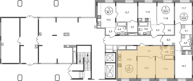 53,8 м², 3-комнатная квартира 12 240 000 ₽ - изображение 47